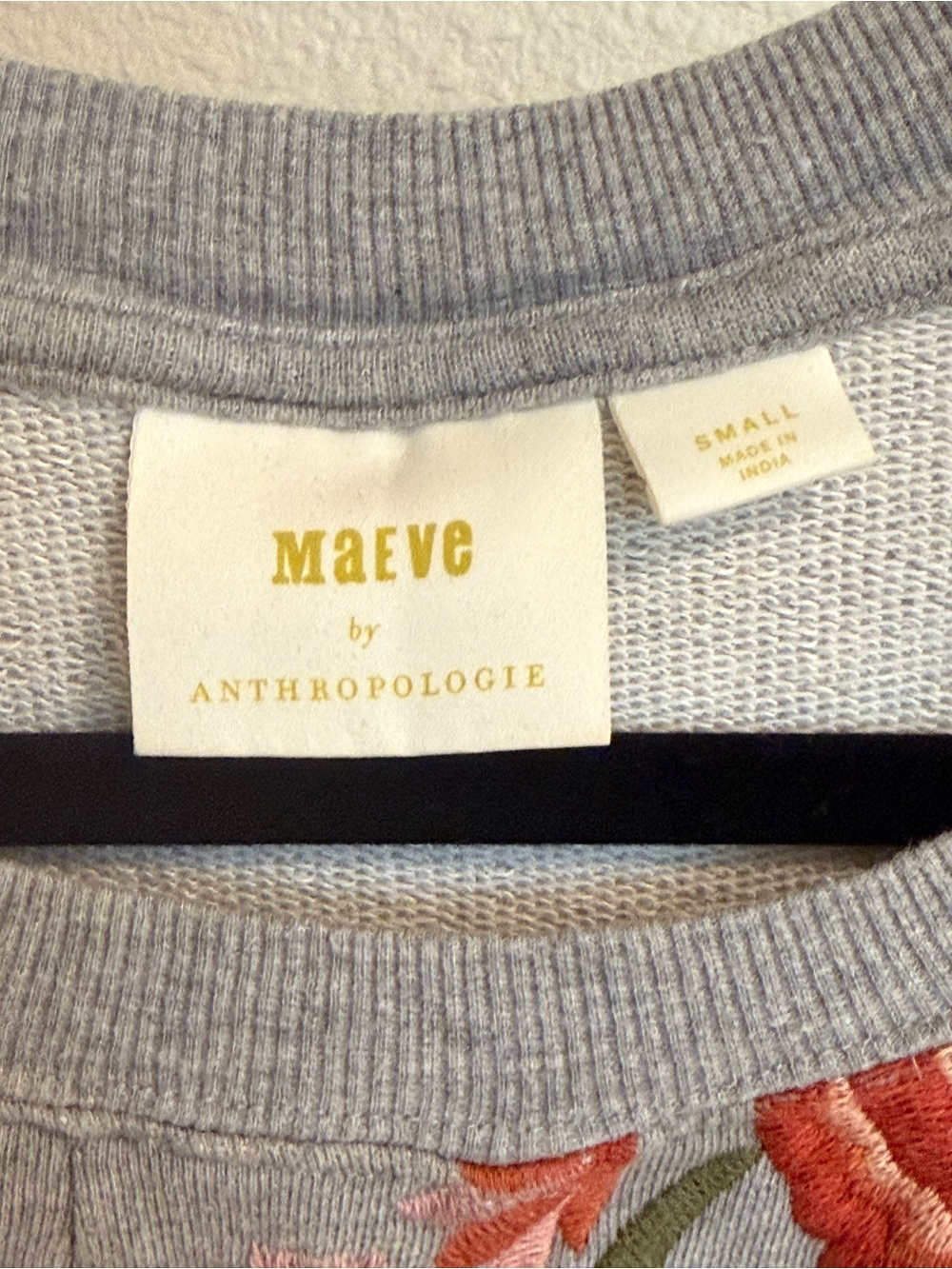 Anthropologie Embroidered Floral Crewneck Sweatshirt - Gray - Picture 5 of 9